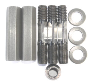 Kit #5 - Reduced shank 3/8" x 16 tpi into head chromoly studs with rolled threads for FA/STS and STOCK HEADS with STOCK IRON CYLINDERS.  SS Spring  washers.  High strength 416 alloy SS Long nuts with 12 pt SS ARP short nut.  Stock and early FA heads require inserts.